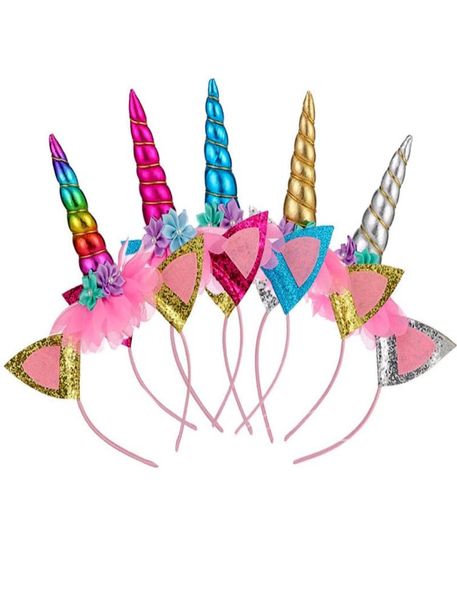 Neonate Bastoncini per capelli unicorno Accessori per capelli animali per bambini Principessa Tulle Fiore Perla Decor fascia per bambini Festa di compleanno hea1422677