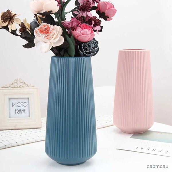 2 Stück Vasen, unzerbrechliche Kunststoff-Blumenvase, großer Behälter, Imitationsglasur, Blumentopf für Zuhause, Wohnzimmer, Tischdekoration, nordische Dekoration