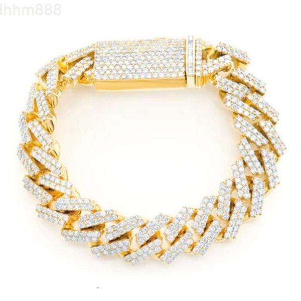 16,50 ctw Vvs Moissanit Cuban Link Hip Hop Diamant Armband Schmuck 10k Gelbgold Gra zertifizierter Diamantschmuck Großhändler