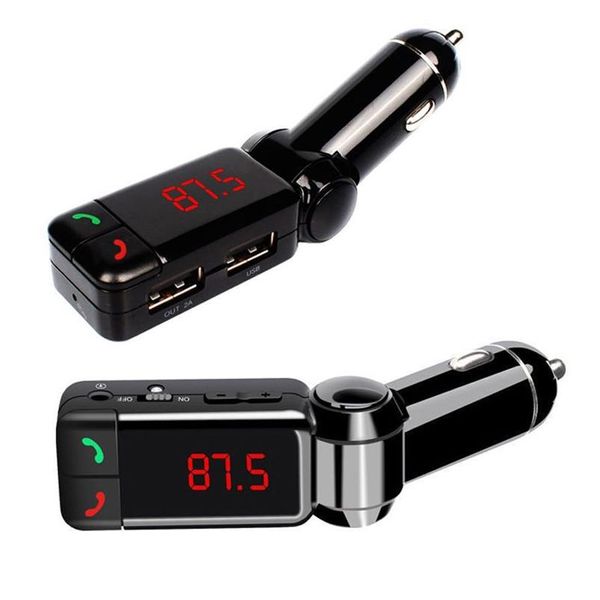 Bluetooth-Auto-Kit-Ladegerät, Hände, kabelloses Laden, FM-Transmitter, Doppel-USB-Ladegeräte, 5 V, 2 A, Stereo-Adapter, Drop-Lieferung, Mobiltelefone, Moto, Dh4Gm