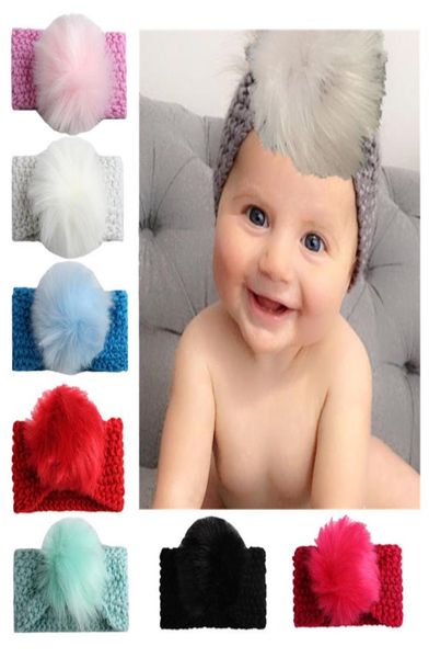 Novo bonito bebê bola de cabelo malha headbands criança infantil elástico crochê turbante hairband cor sólida acessórios para o cabelo presente para crianças 3583465