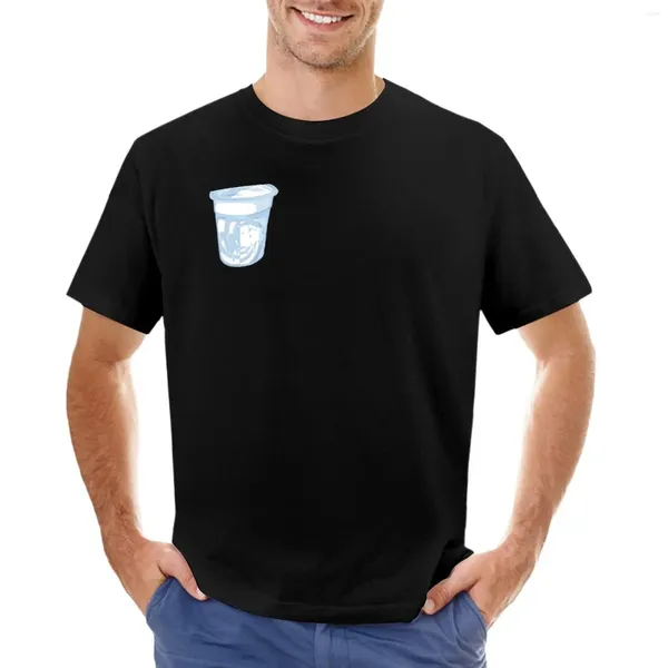 Copo de lanche de iogurte Polos masculino | Camiseta estética pastel gótica macia y2k nostálgica dos anos 90, 2000, azul claro e branco