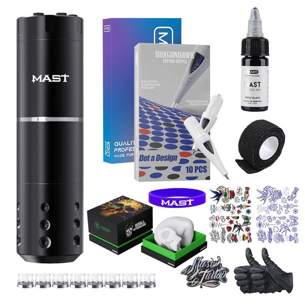 MAST Wireless Tattoo Kit A1 Maschinenstift 1700 mAh Batteriekartusche Nadeln Anfängerset TZ-045