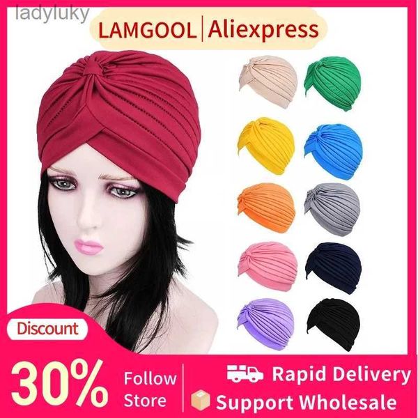 Cuffia da nuoto Donna Cuffia da nuoto regolabile Piscina Cappello da bagno Proteggere i capelli lunghi Orecchie Turbante Tessuto plissettato Copricapo Cappellini da yoga Multi coloriL240125