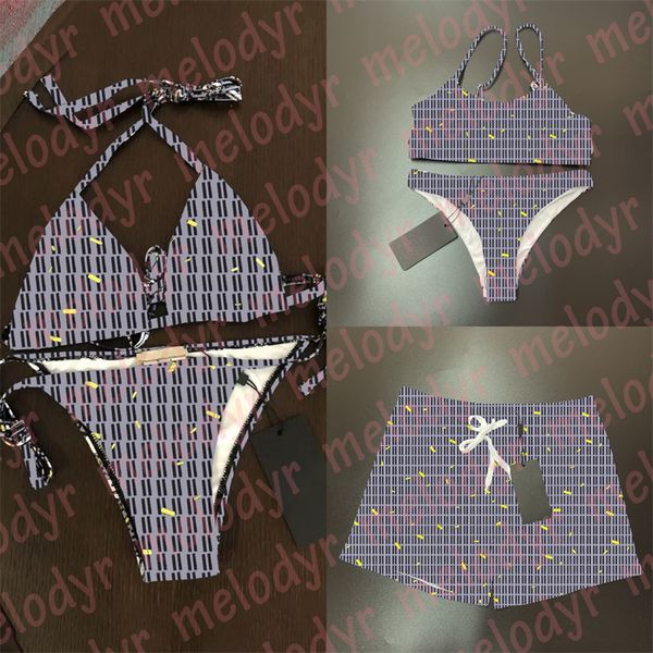 Costume da bagno da donna imbottito con stampa di lettere, costume da bagno, design, reggiseno senza schienale, biquinis, spiaggia all'aperto, costume da bagno da uomo