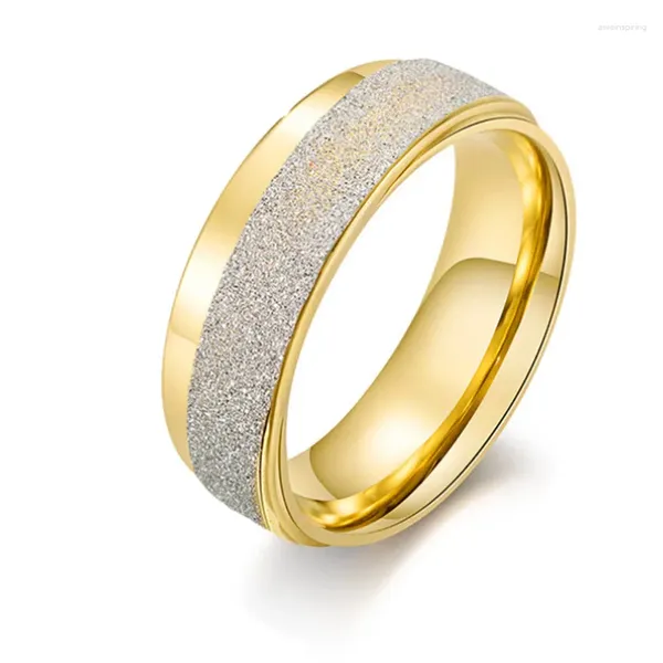 Anéis de casamento de alta qualidade 8mm simples anel fosco moda ouro masculino e feminino exclusivo casal banda atacado