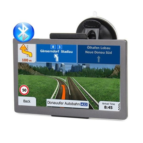 Araba GPS Aksesuarları HD 7 inç Bluetooth Navigasyon Kablosuz Avin Kamyon Navigatörü 800MHz RAM256MB FM Verici MP4 8GB 3D Haritalar Dr DHO7W