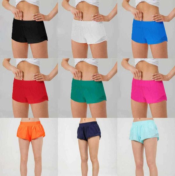 lulu frauen Sommer Yoga Hotty Hot lululemen Shorts Atmungsaktiv Schnell Trocknend Sport Unterwäsche Frauen Tasche Laufen Fitness Hosen Tops klassisches Design Großhandel