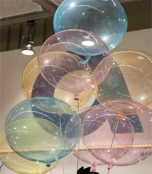 Sfera di cristallo Bobo Decorazione multicolore Palloncino Matrimonio Compleanno Palloncini di colore brillante Palline gonfiabili trasparenti colorate da 18 pollici 2029852255