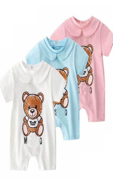 Neue Sommer Mode Nette Neugeborene Baby Kleidung Unisex Kurzarm Baumwolle Wenig Druck Bär BB Neue Geboren Baby Junge Mädchen Romper5642683