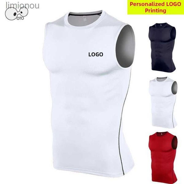 Regatas masculinas de verão, secagem rápida, elástica, sem mangas, camisas de corrida, compressão, fitness, academias, regata masculina, roupa esportiva respirável, customl240124