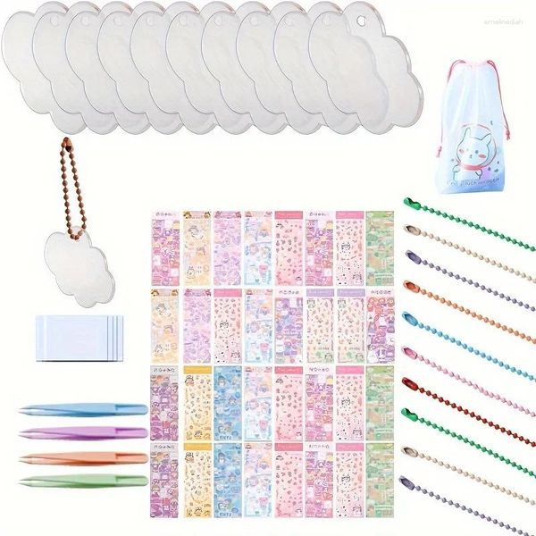 Anahtarlıklar 95 PCS/SET AKERİK KEYİ KEYİKLERİ DIY Projeleri için Boşluklar El Sanatları Malzemeleri 30 PCS Top Boncuk Zinciri