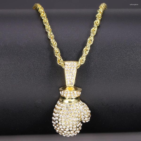 Anhänger Halsketten Mode Boxhandschuh mit 4mm Seilkette für Bling Schmuck Männer und Frauen