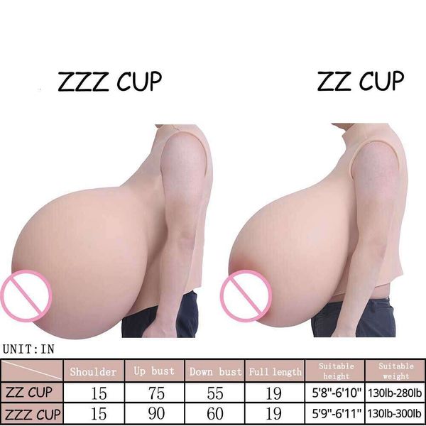 Acessórios de fantasia ZZZ Halloween Maior Forma de Mama Mamas Enormes Silicone Falso Boobs Cup ZZ Z Plus Crossdresser Queen Cosplay Anime