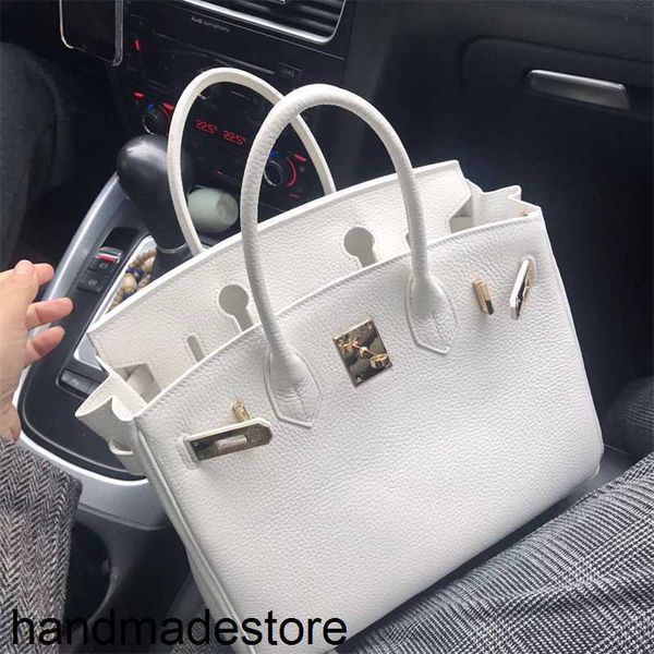 Bag Platinum Designer Handbags Cowhide Lychee Grain on the First Layer Leather Fashionable White Women's Fashion Women's Handbag One Shoulder