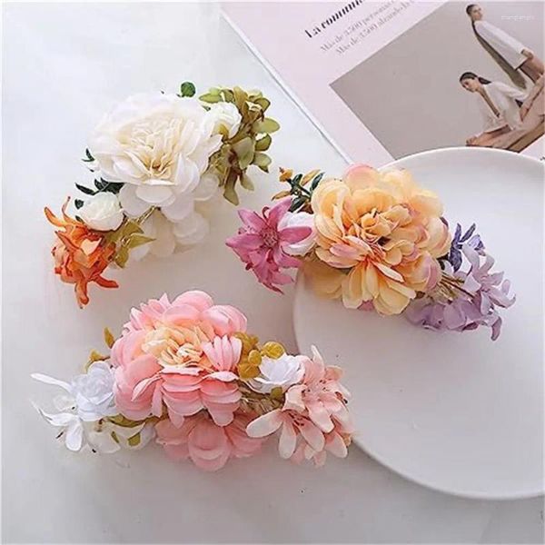 Fermagli per capelli Panno Floreale Artiglio Romantico Barrette Copricapo Pettine Copricapo Fiore Clip Donna