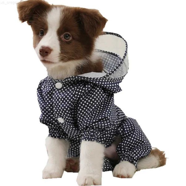 Abbigliamento per cani Animali domestici Vestiti per cani Cucciolo di cane a quattro zampe Impermeabile con cappuccio Pet Simpatici giacche impermeabili Abbigliamento antipioggia per animali da esterno Cappuccio Abbigliamento Tuta