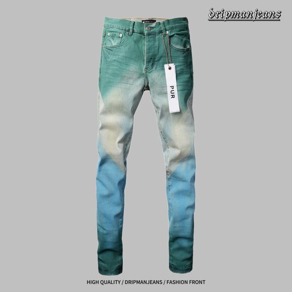 Designer-Jeans, lila Jeans, gestapelte Jeans, lockere Herren-Jeans, Tear-Denim, europäische Jeans, Herren-Hosen, Maschinen-Batik-Farben-Hosen, Drip-Jeans