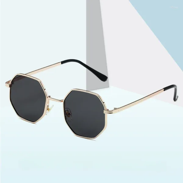 Sonnenbrille Vintage Kleiner Rahmen Achteck Sonnenbrille Outdoor Fahren Camping Hohe Qualität Für Männer Augenschutz UV400