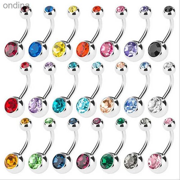 Anelli per bottoni a campana per ombelico 10 pezzi / lotto Piercing per ombelico in acciaio chirurgico Singolo cristallo con strass Anelli per bottoni ombelicali Piercing all'ombelico Ombligo 5 / 8mm Ball Nombril YQ240125