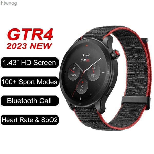 Akıllı Saatler GTR4 Akıllı Saat Erkekleri 1.43inch Bluetooth Çağrı Kalp Hızı Kan Basıncı GTR 4 Smartwatch 100+ Spor Modları YQ240125 için Saatler