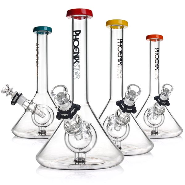 Phoenix Glass Bong Double Camadas Bola dentro de 14mm de 14 mm fumando água cachimbo de vidro de vidro Bongo Rigas de óleo de óleo Dab Pistos de vidro 11 polegadas