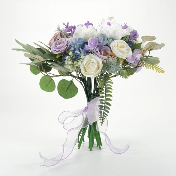 Fiori decorativi 1 confezione di materiale per testa di fiore di seta artificiale viola per artigianato fai da te bouquet composizione floreale decorazione set combinato falso