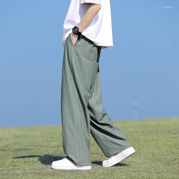 Pantaloni da uomo Pantaloni primaverili in seta di ghiaccio Pantaloni Sport all'aria aperta Pantaloni sportivi larghi a gamba dritta Lavaggio elasticizzato delicato sulla pelle