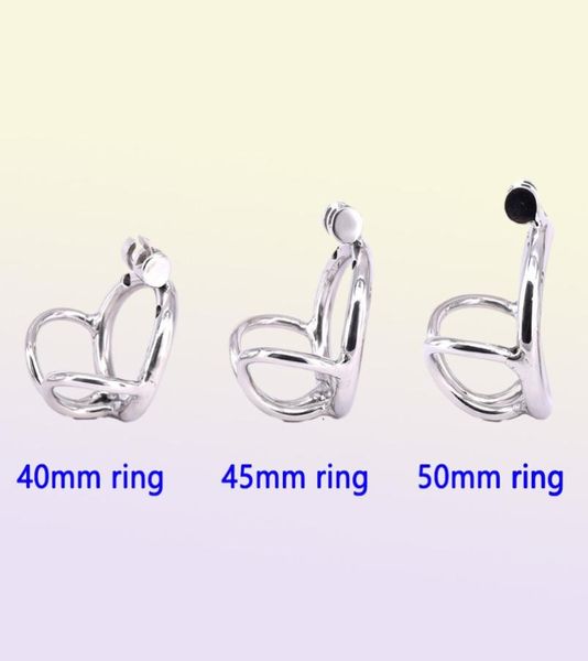 Edelstahlkäfig mit Anti-Off-Ring, kleiner verriegelbarer Metall-Penisring, Arc Hoden-Bondage-Ausrüstung, Geräte3685014