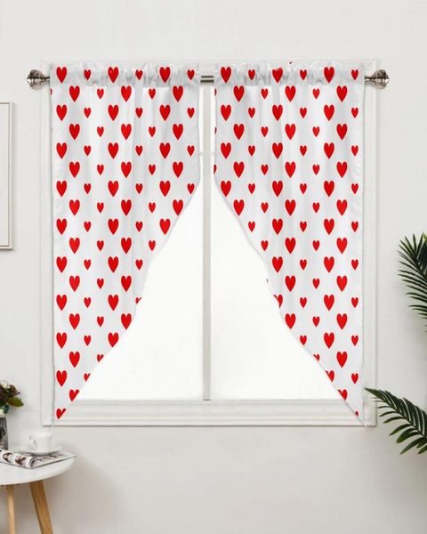 Cortina de textura de coração de dia dos namorados para janela do quarto sala de estar cortinas triangulares