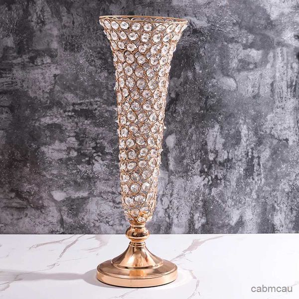 2PCS Vasen 1pc Kristall Gold Blumenvase Für Wohnkultur Für Esstisch Dekor Blumentopf