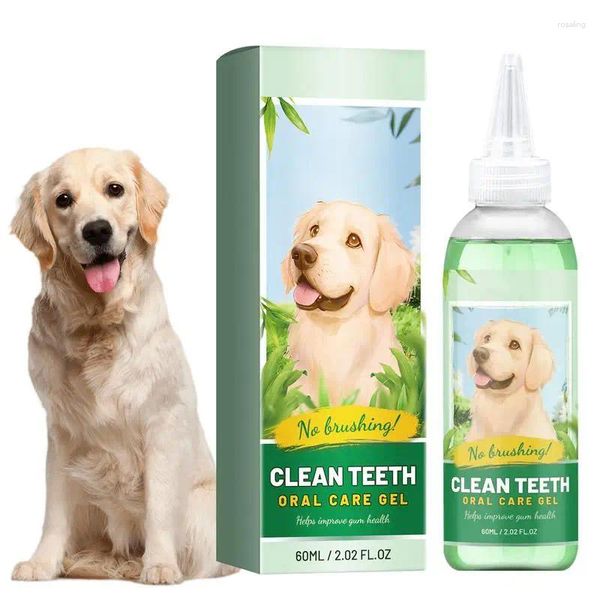 Abbigliamento per cani Gel per denti puliti dentali freschi per cani senza spazzolini per l'igiene orale gatti 60 ml per la rimozione della placca