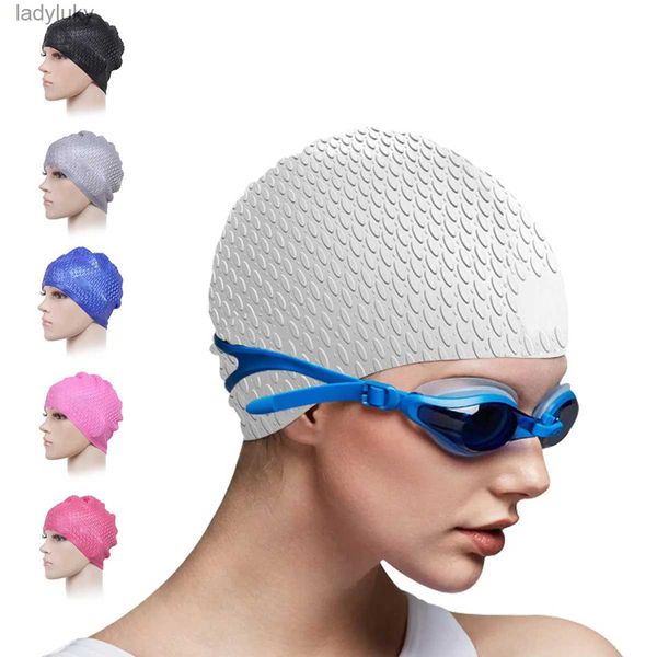 Toucas de natação femininas à prova d'água óculos de natação conjunto de silicone feminino cabelo longo grande chapéu de natação masculino natacion equipamento de mergulho 2022l240125