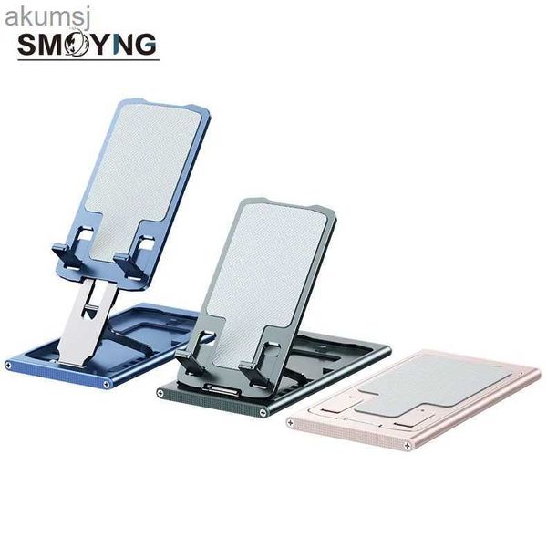 Supporti per tablet PC SMOYNG Supporto pieghevole portatile in alluminio per tablet da tavolo Supporto regolabile per iPad Pro 12.9 Supporto mobile per iPhone 13 YQ240125