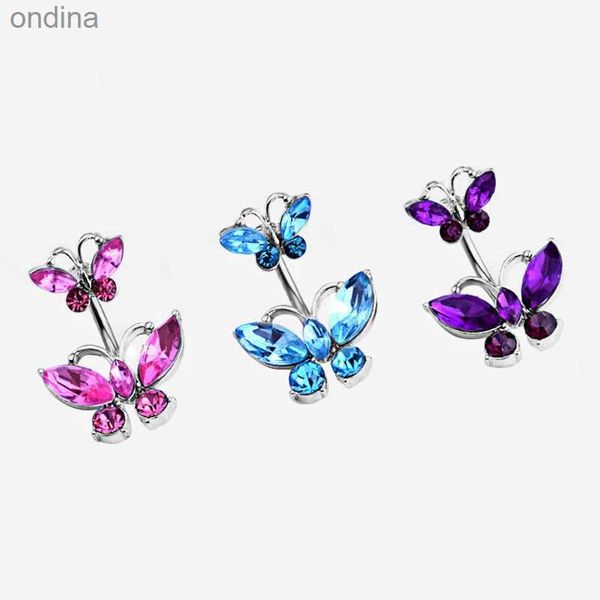 Nabel Klingelknopf Ringe Trend Zirkon Schmetterling Anhänger Kristall Bauchnabel Ringe Piercing Nabel Nagel Körperschmuck Damen Mode Körper Piercing Schmuck YQ240125