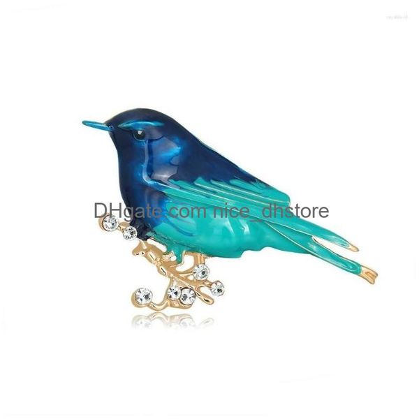 Spille Spille Bella spilla uccello blu Spilla di cristallo animale Collezione Accessori personalizzati Distintivo di nozze Gioielli Regali Donne Ragazze adolescenti Dhxfl