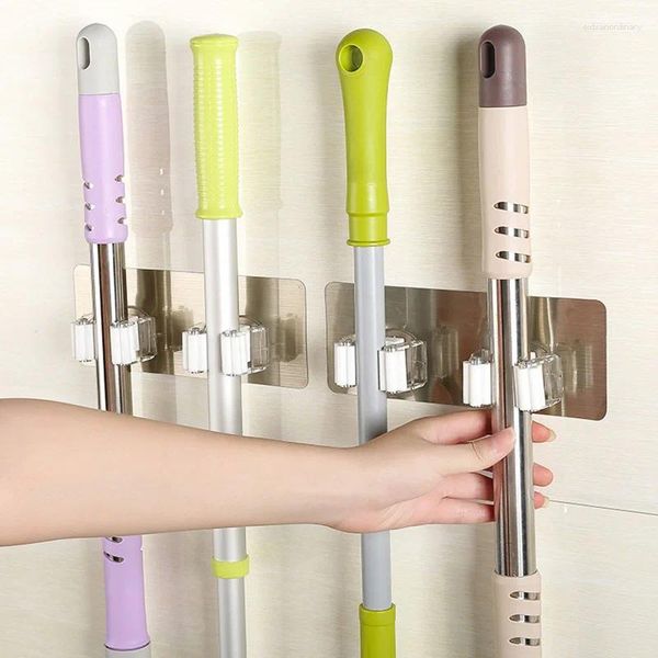 Küche Lagerung Wand Mopp Halter Haken Badezimmer Organizer Besen Aufhänger Rack Montiert Zubehör Hängen Schienen Reinigung Werkzeuge Versorgung