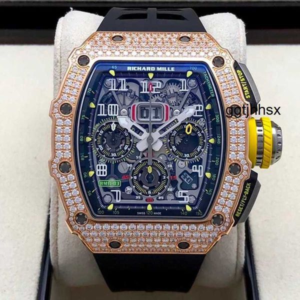 MenWatch RM Orologio da polso Richardmille Orologio da polso Rm11-03 Macchinario 44,5 * 50 mm Rm11-03 Oro rosa Diamante grezzo