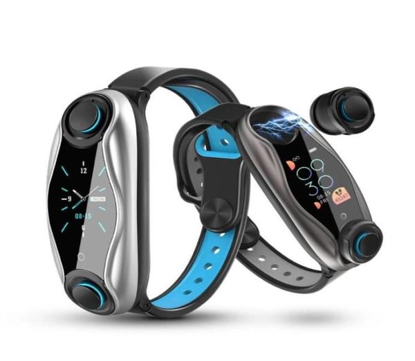 Lemfo lt04 pulseira de fitness sem fio bluetooth fone ouvido 2 em 1 bluetooth 50 chip ip67 à prova dip67 água esporte inteligente watch85114492740235