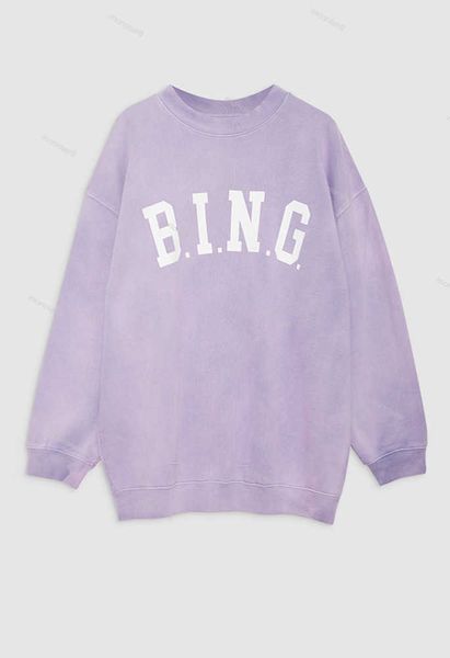 Annie Bing BING 2023ss Felpa da donna Designer AB Lavaggio Lavanda Viola Felpa in pile allentato Moda Pullover con cappuccio Alta qualità