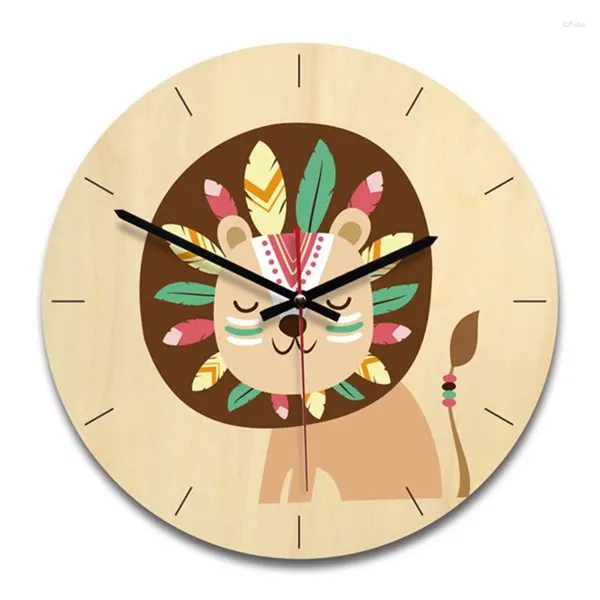 Relógios de parede Crianças Kids Room Living Clock Cartoon Lion 11inch Berçário Po Props