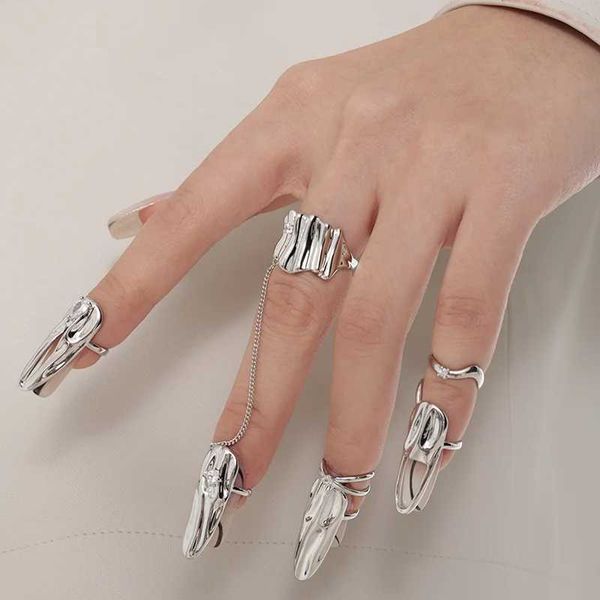 Bandringe FanYin Metall Nail Art Ring Set Kombination Joint Ring für Frauen INS Verkauf Trend Party Schmuck 240125