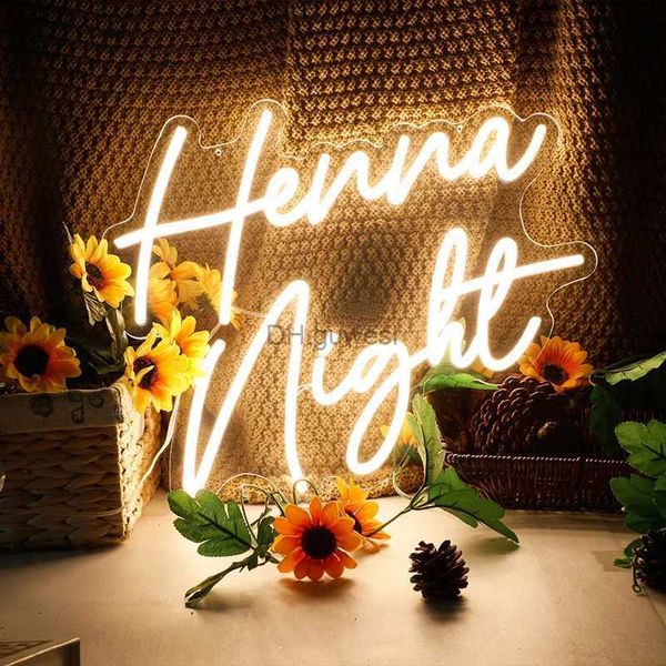 Светодиодная неоновая вывеска на заказ Led Henna Night Неоновая вывеска Свадьба Жениться Неоновая вывеска USB Led Light Исповедь Спальня Искусство Украшение стен Эстетическая лампа YQ240126