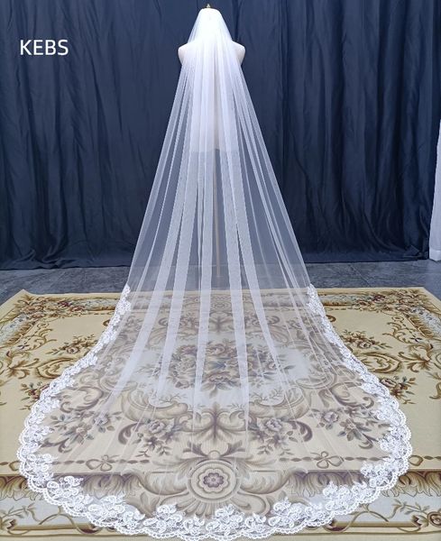 Selfie véu de noiva longo renda tiara pente de metal acessórios de casamento branco marfim vestido de casamento combinando 240123