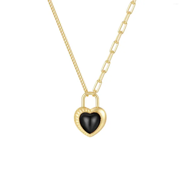 Colares de pingente colar de moda feminina personalizado coração em forma de ágata preta