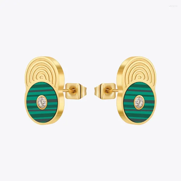 Orecchini a lobo ENFASHION Aretes De Mujer Disco verde pavone con perla per gioielli di moda in acciaio inossidabile da donna San Valentino 1470