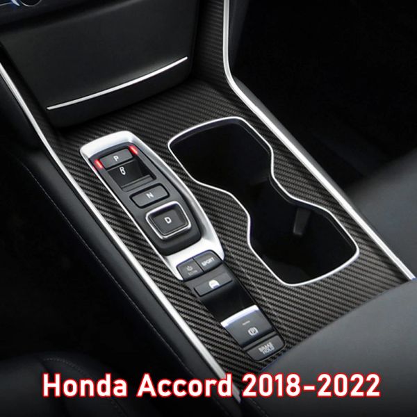 Pellicola protettiva per scatola ingranaggi per interni auto per Honda Accord 2018-2022 Adesivo per pannello ingranaggi per auto in fibra di carbonio nera