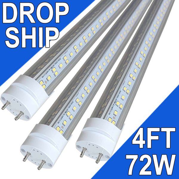 Lâmpada fluorescente de tubo fluorescente T8 de 72 W e 48 polegadas, luz diurna de 6500 K, 7200 lúmens, lâmpada fluorescente de base bi-pin G13 substituição AC85-277V LED Shop Lights usastock