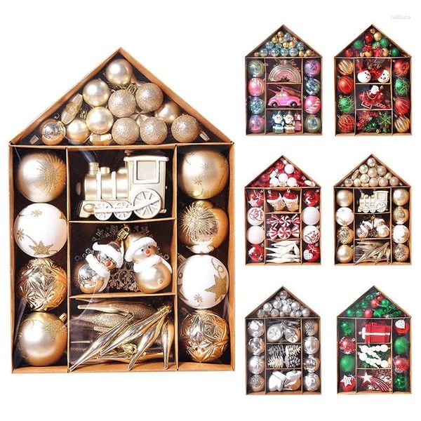 Decorazioni per feste 70 pezzi Set di ornamenti per palline di Natale Oro rosso Albero di Natale Ciondolo appeso Regalo per l'anno a casa Navidad
