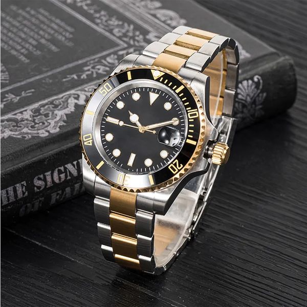 Relógio masculino de luxo relógio submarino de alta qualidade aço inoxidável 41mm anel duplo safira relógio mecânico automático marca designer relógio para homem